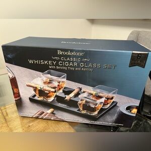 Brookstone Classic Whiskey Glass Set with Tray